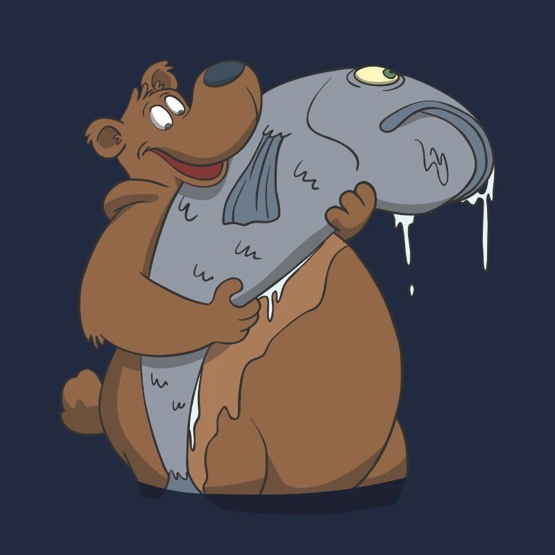 A bear with angler trophy fish gift