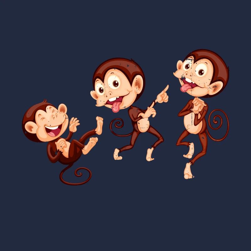 Trois singes. Trois singes.