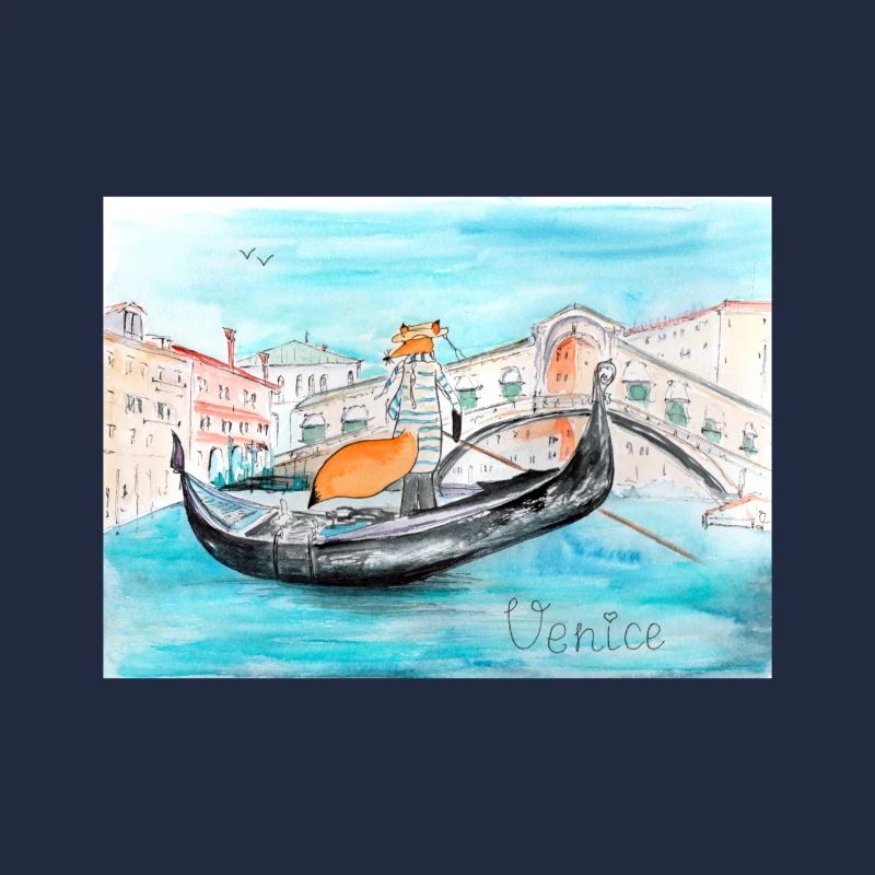 Renard à Venise comme gondolier