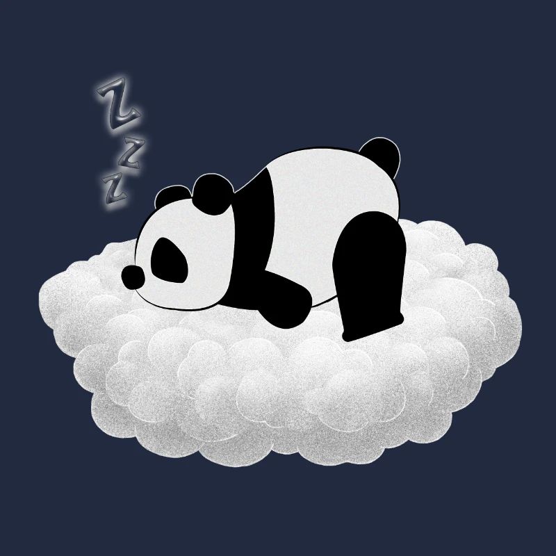 Cute panda sleeps on his cloud