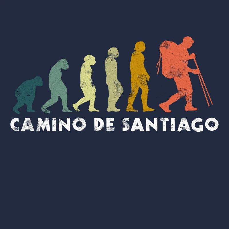 Way of St. James evolution pilgrim wanderer gift retro