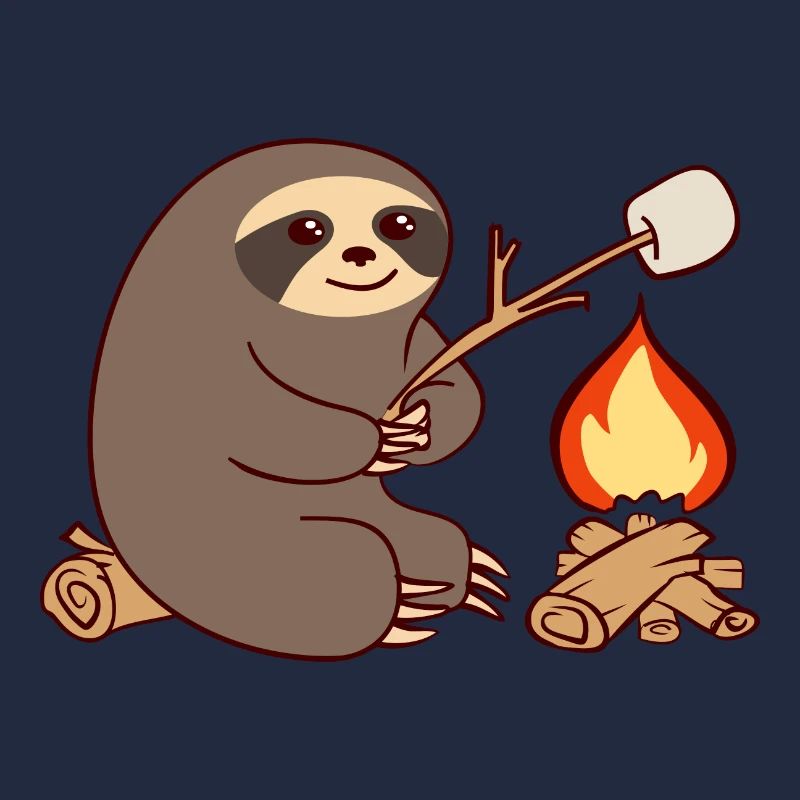 Lagerfeuer Faultier Camping Camp Marshmellow Grill