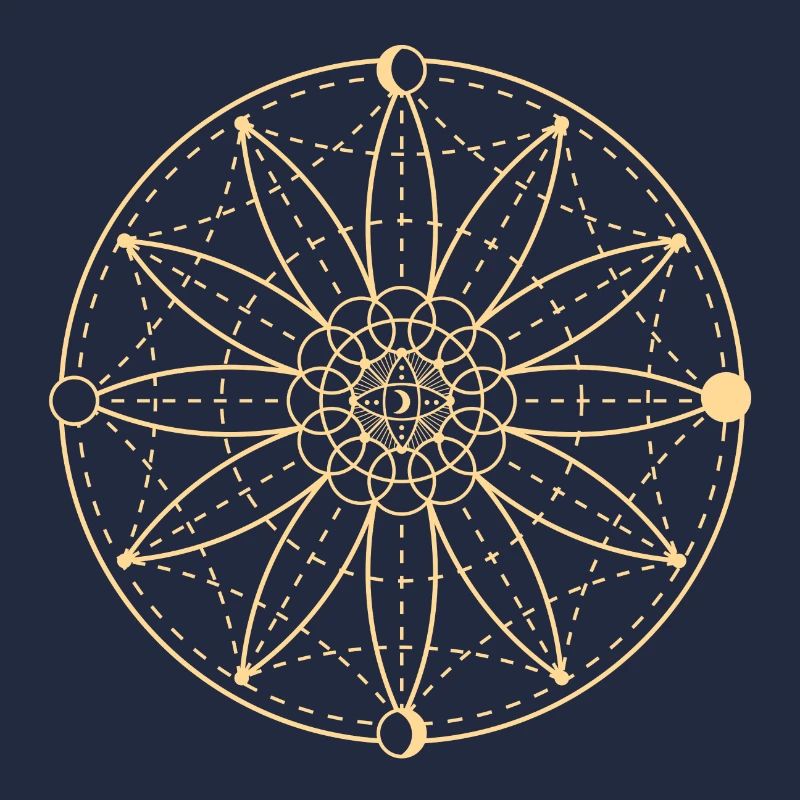 Moon phases geometry yellow