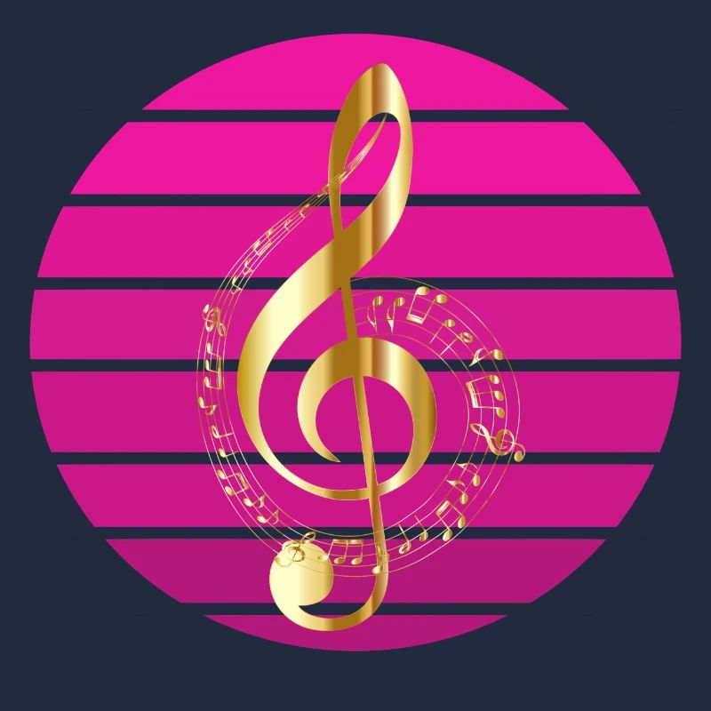 Note de musique dorée au coucher du soleil