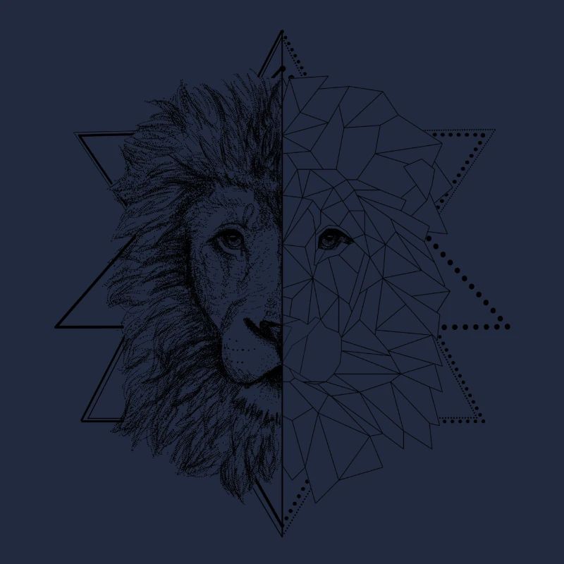 Schwarzer Tattoo inspirierter Löwe | Low Poly Art
