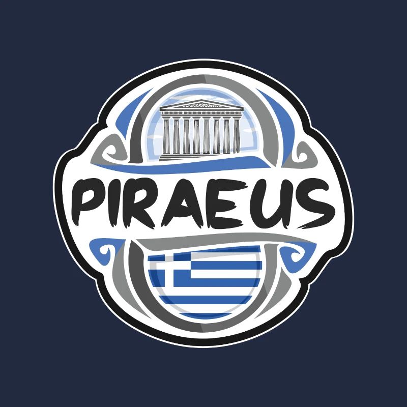 Le Pirée Grèce Drapeau Badge Voyage Souvenir Timbre