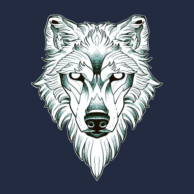 Loup symétrique dotwork