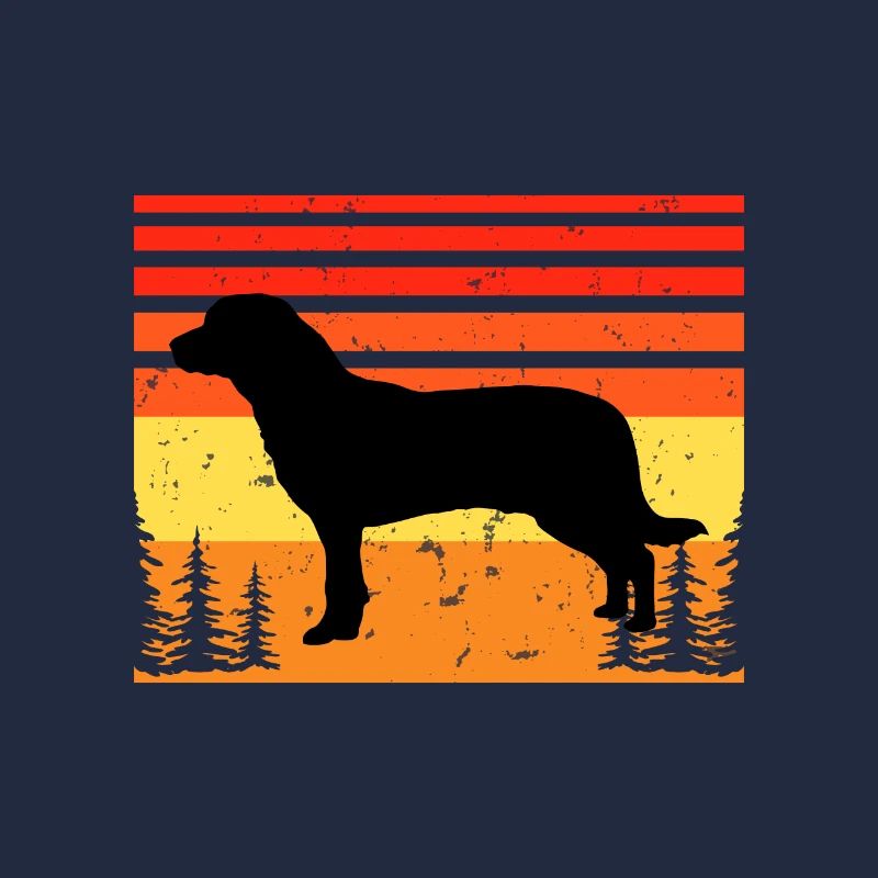 Entlebucher Mountain Dog Silhouette Retro Sunset