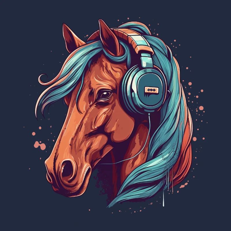 Idée passion chevaux cavalière aquarelle splash