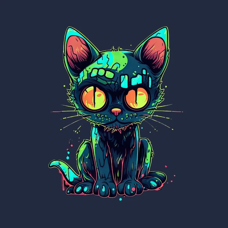 Chat zombie d’Halloween - Chat effrayant mignon