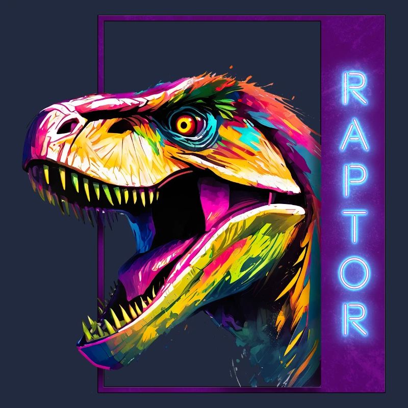 Neon Raptor - Multicolored Velociraptor Artwork