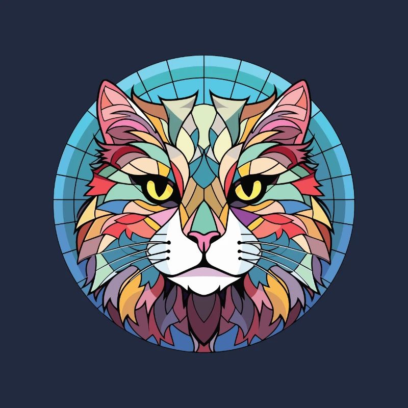 Highlander-Katze bunte Aquarell-Illustration