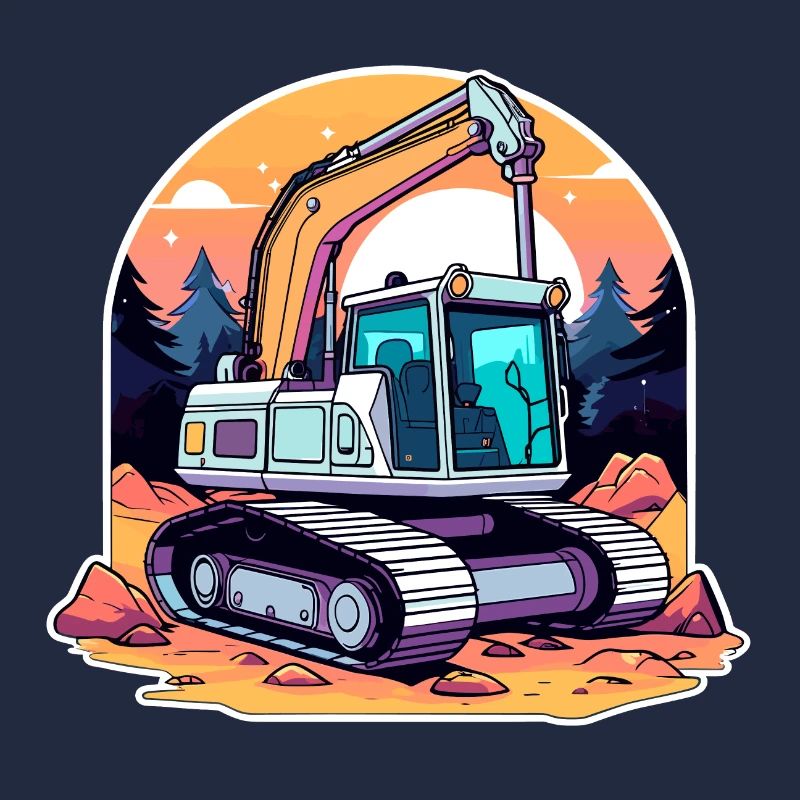 Excavator Construction Site Drawing