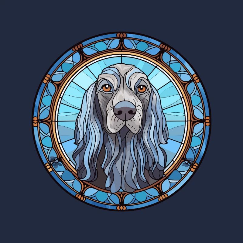 Griffon Bleu De Gascogne chien race vitrail C