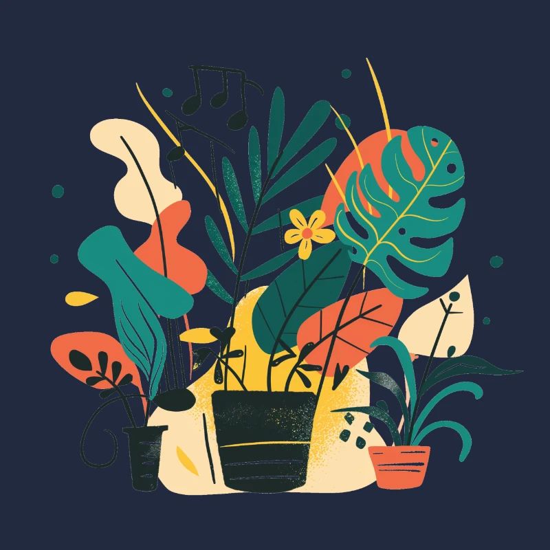 Plantes et musique - Impression de mode de haute qualité