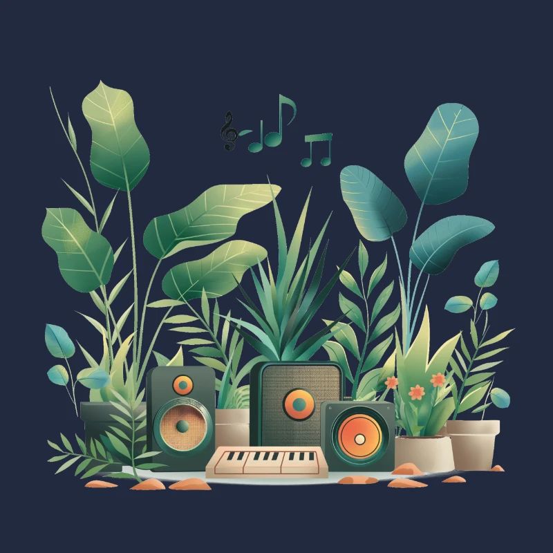 Plantes et musique - Impression de mode de haute qualité