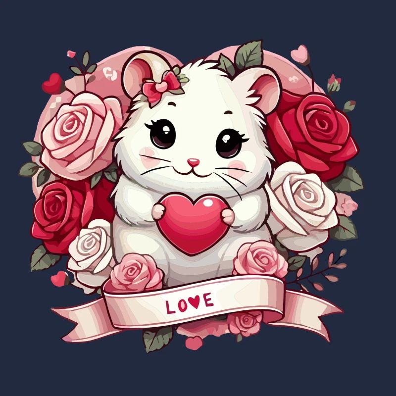 Romantischer Hamster mit Rosen