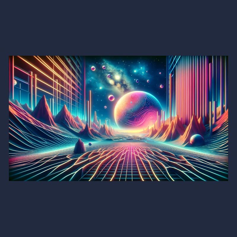 Neon Dreamscape Odyssey – Synthwave Surrealismus Wid