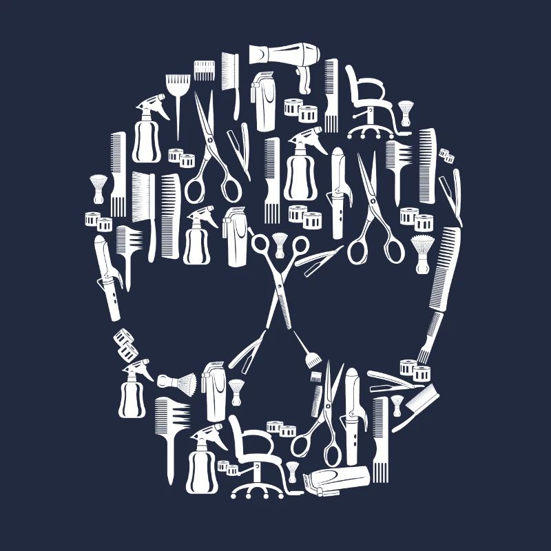 Crâne de différents outils de coiffeur