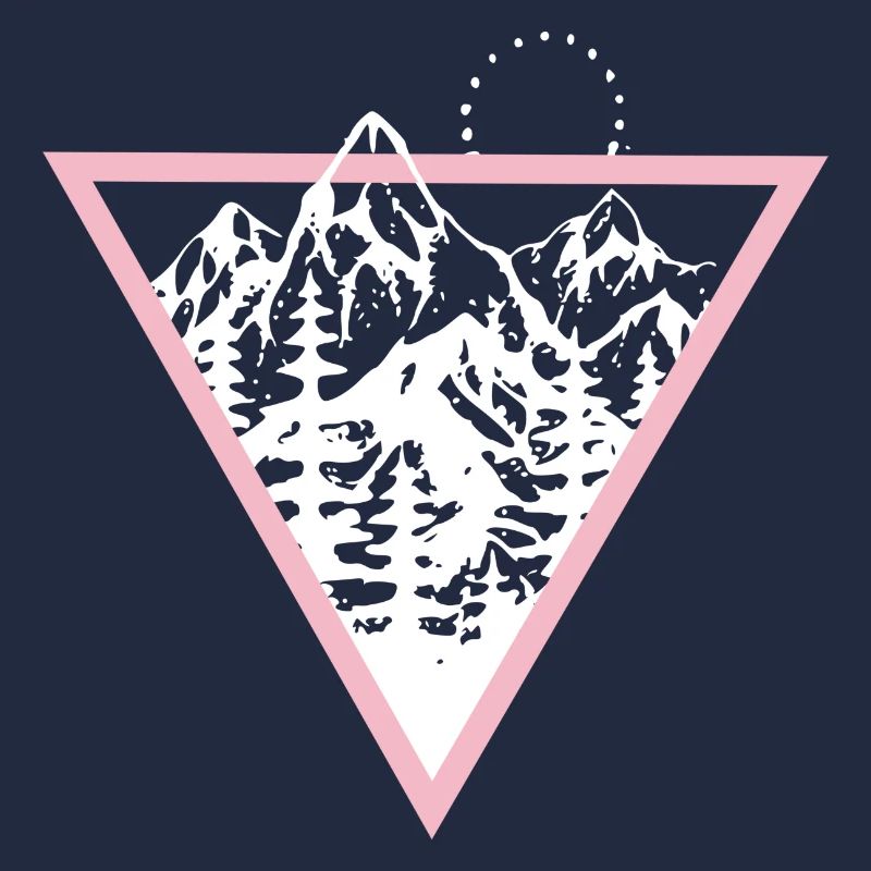 Triangle with mountains and birds