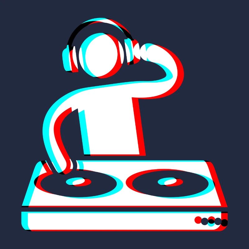 Techno Dj 3d Electro Red Blue tik tok edm blanc