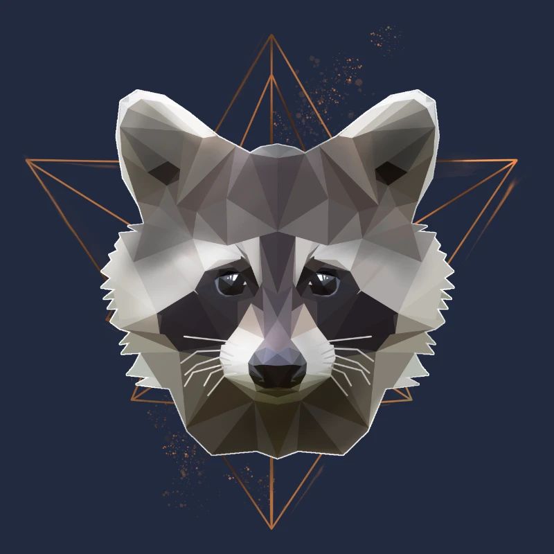 Low Poly Art Raton Racoon Cool Polygon