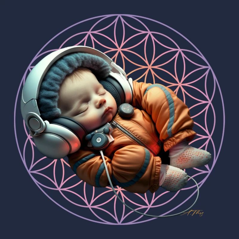 Petit astronaute avec fleur de vie