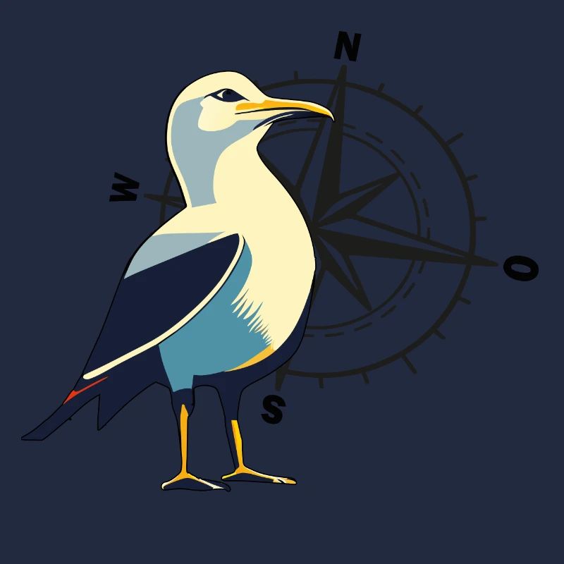 Möwe mit Kompass