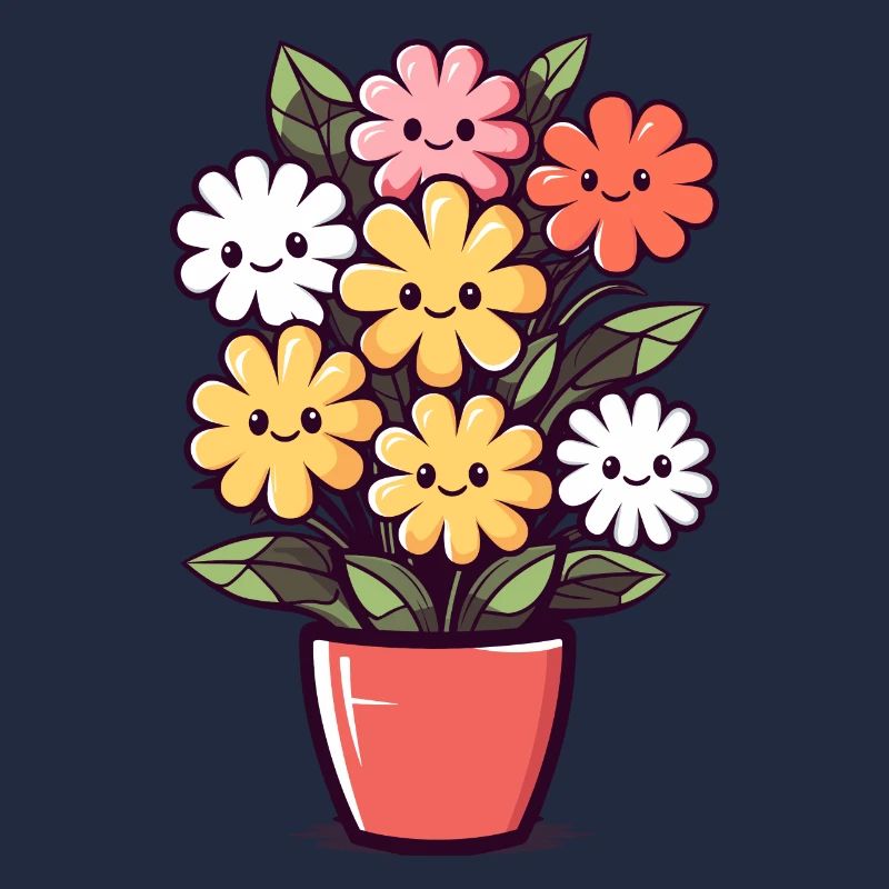 Fleurs riantes dans un pot de fleurs