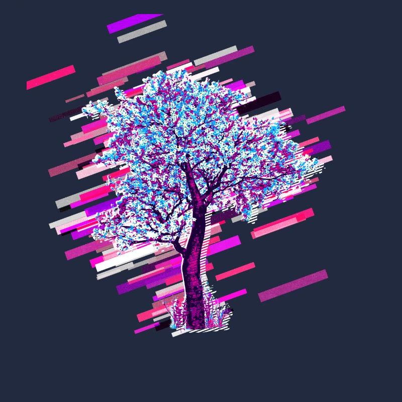 Tree Blossom 80s Retro Violet