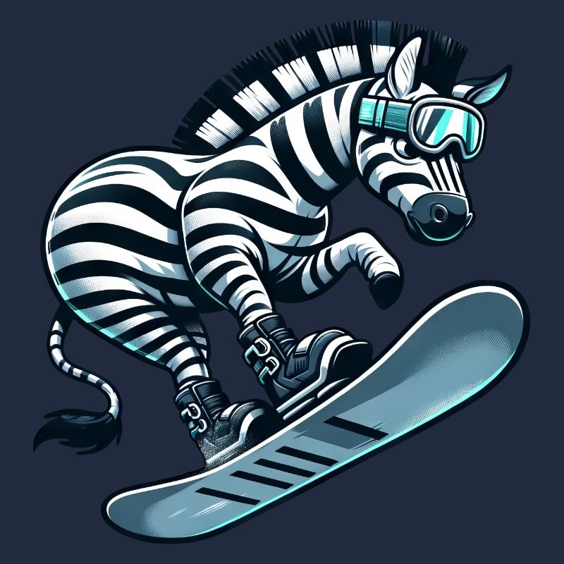 Zebra Snowboard Snowboarder Snowboarding Süß Comic