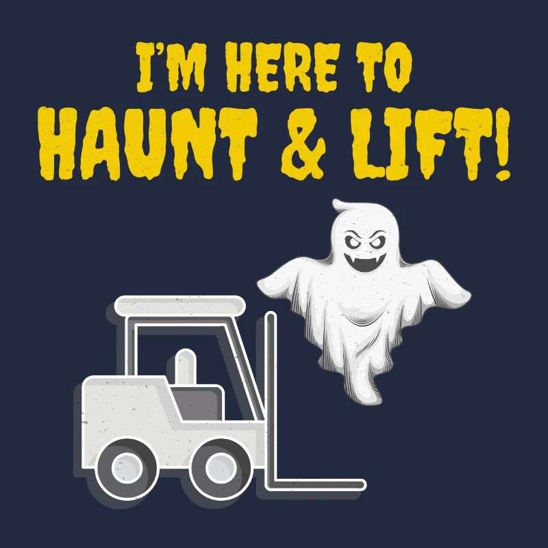 Halloween Ghost Forklift Operator Heavy Equipment
