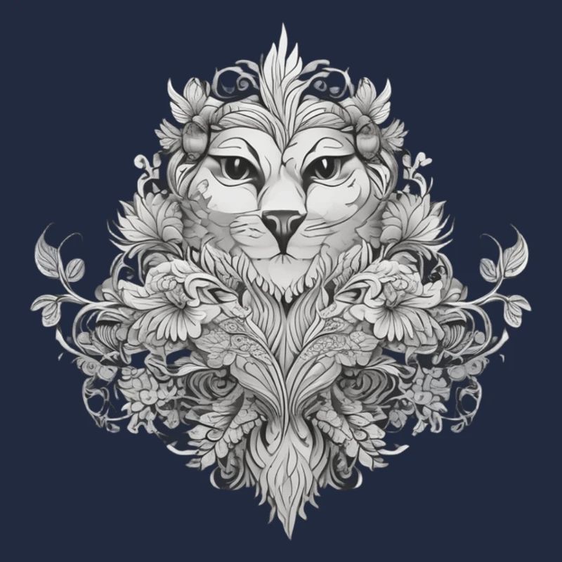 lion in floral patterns