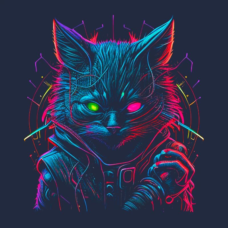 Neon Punk Hacker Katze