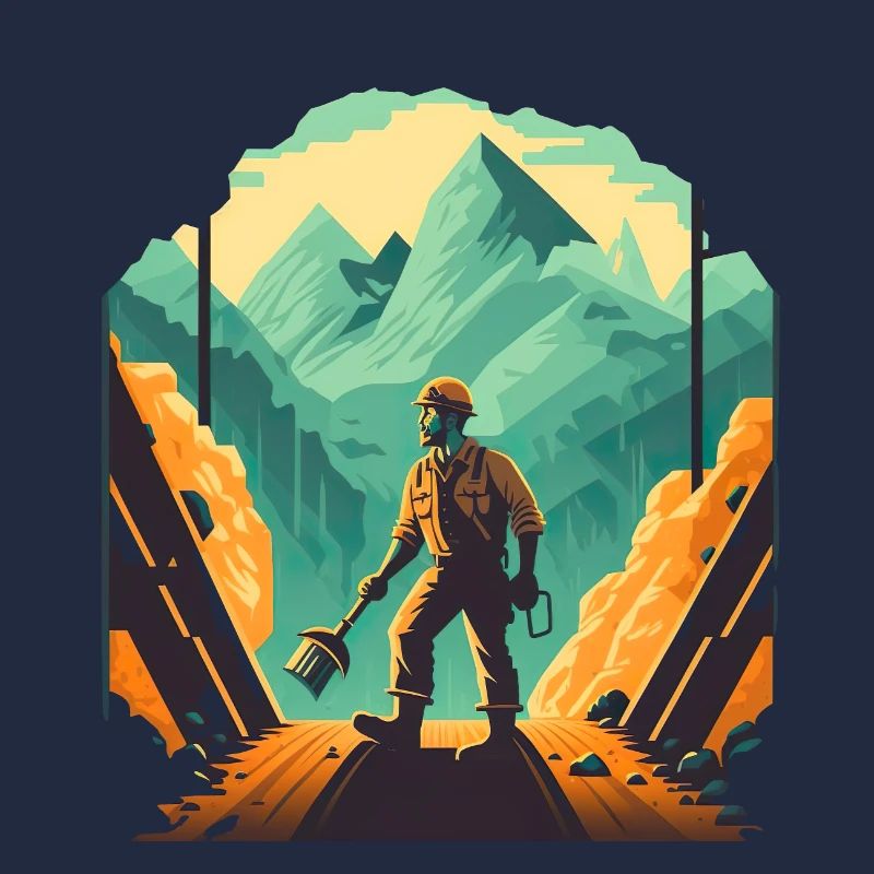 Retro Minenarbeiter mit Schaufel