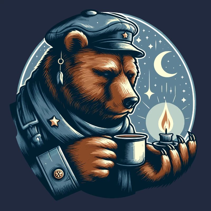 BEAR TEALIGHT MOONLIGHT MARITIME COFFEE TEA NORTH