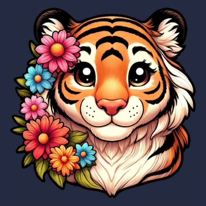 Tiger Weibchen mit Blumen