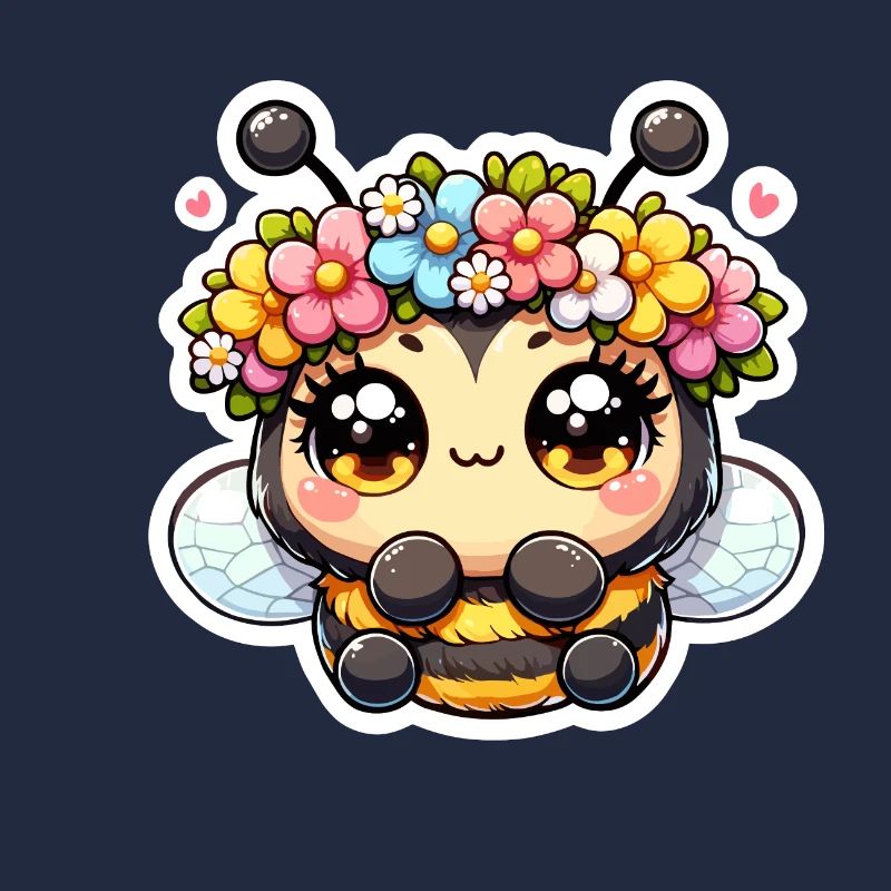 Bee with flower wreath