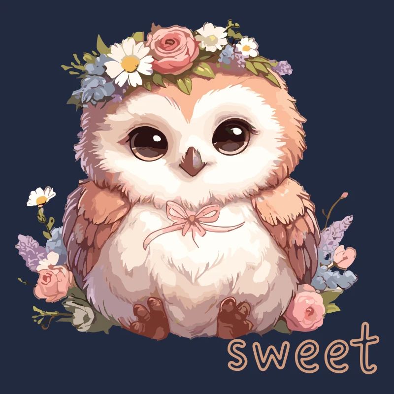 Süße Eule mit Blumen