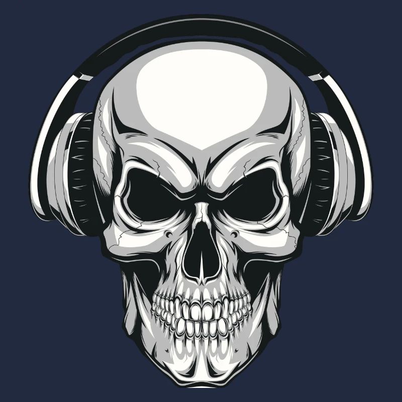 Totenkopf mit Kopfhörer