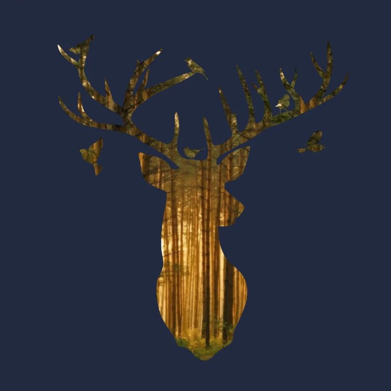 Silhouette de cerf en or