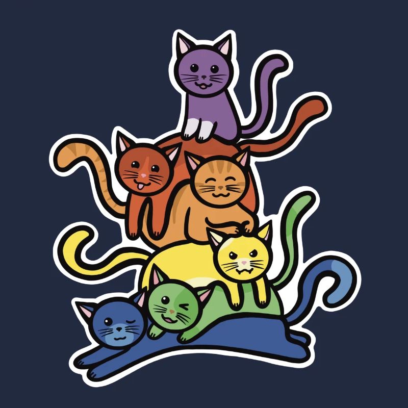 Regenbogen Katzen Stapel