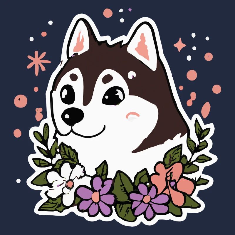 Husky Fleurs Chien Malamute