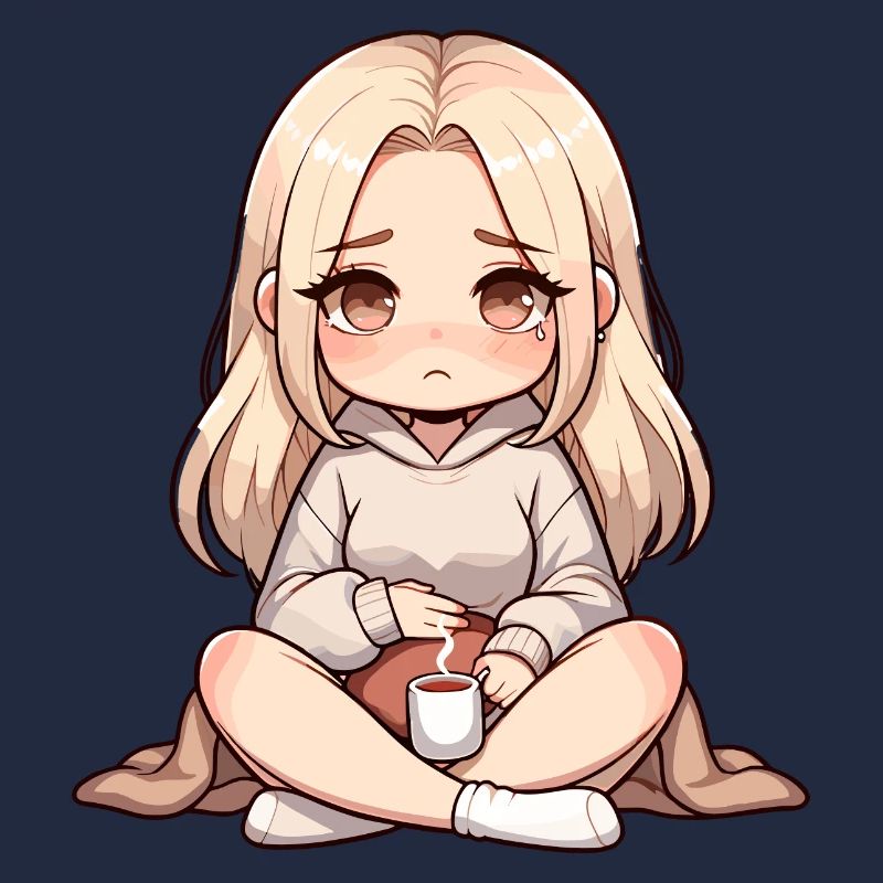 Fille Anime avec boisson chaude