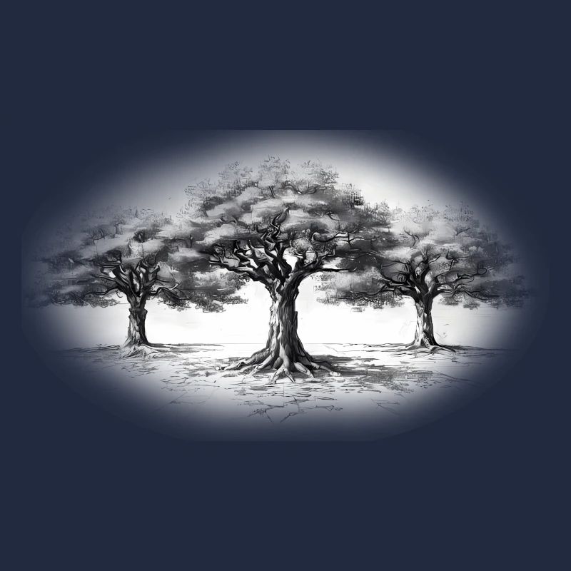 Tree Forest Black & White Black & White