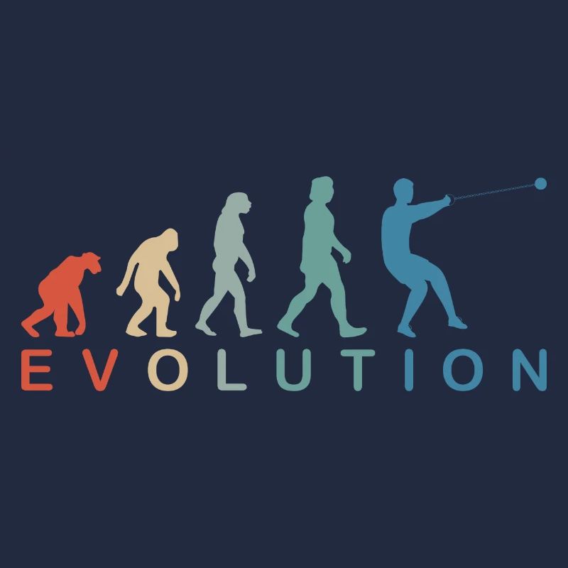 Hammerwerfen Hammerwurf Männer Evolution Retro