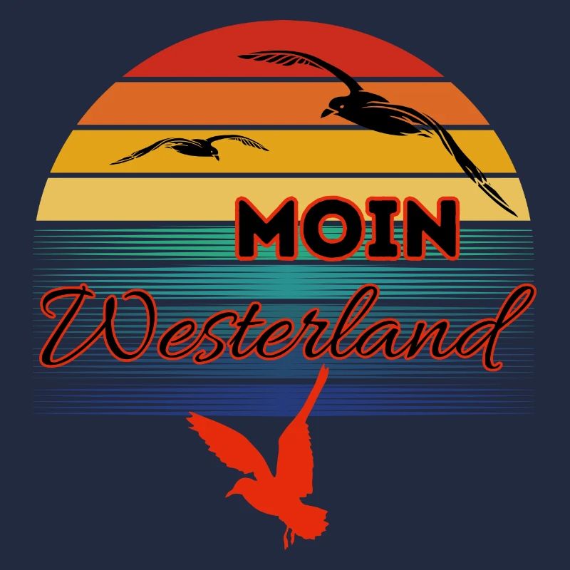 Moin Westerland mit Möwe im Retro Style-Westerland
