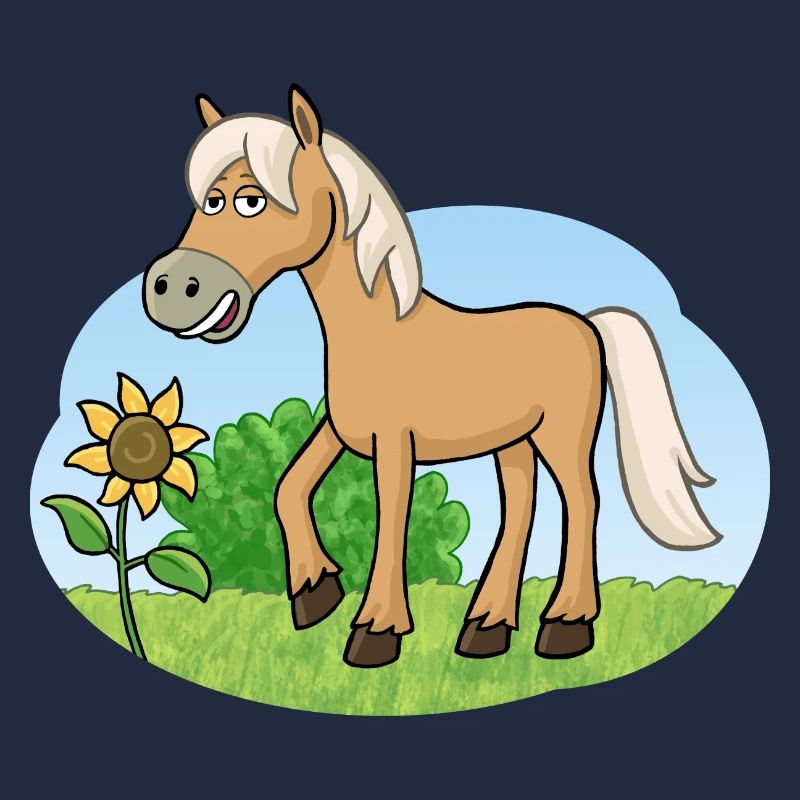 Drôle de cheval sur prairie