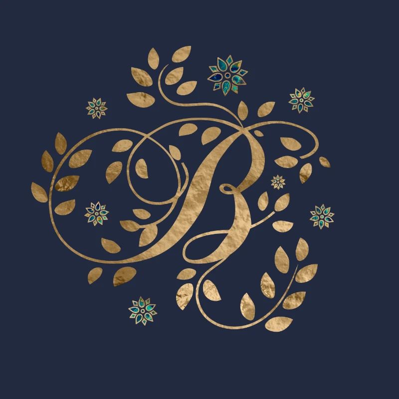 Monogramme de calligraphie dorée de luxe avec la lettre B