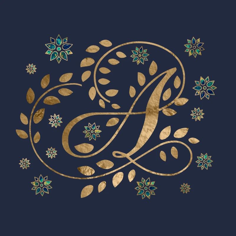 Monogramme de calligraphie dorée de luxe avec la lettre A